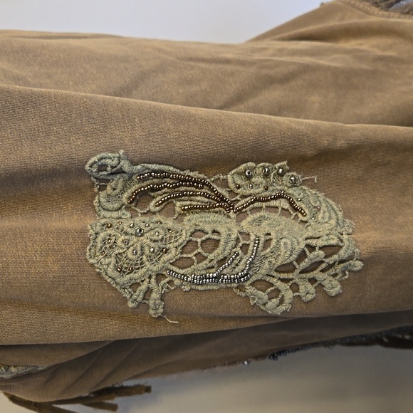 Gimmicks by BKE Olive Green Beaded Fringe Jacket - Picture 7 of 9